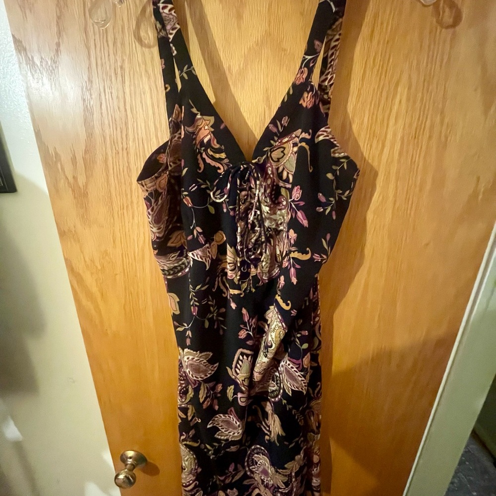 Mlle Gabrielle Asymmetrical Dress - Black and Purple Floral